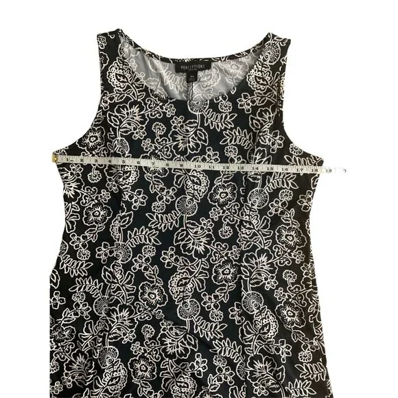 Perceptions Floral Print Sleeveless Stretch A-Line Dress Size Petite Medium - Picture 4 of 10